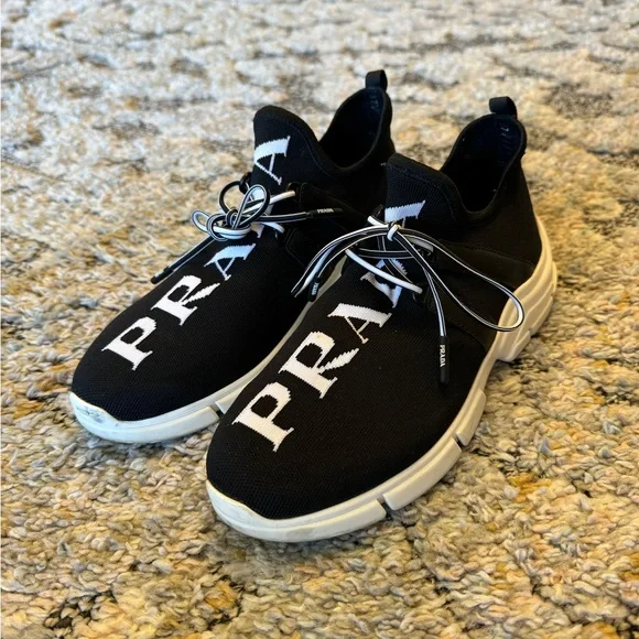 Shoes | Prada Knit Logo Sneakers Womens 10 Authentic | Poshmark display picture 1